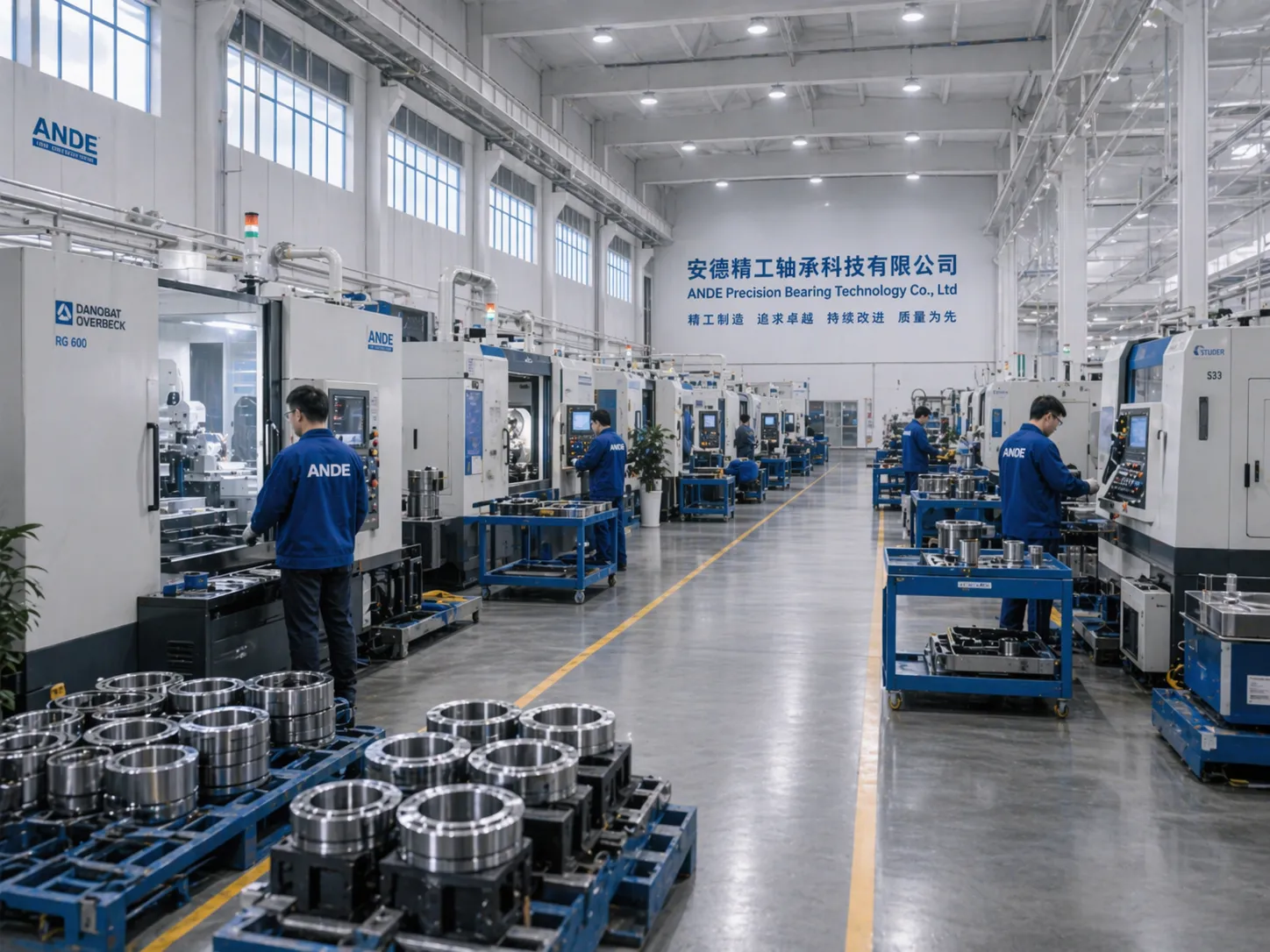 CNC precision grinding lines inside the ANDE Bearing factory